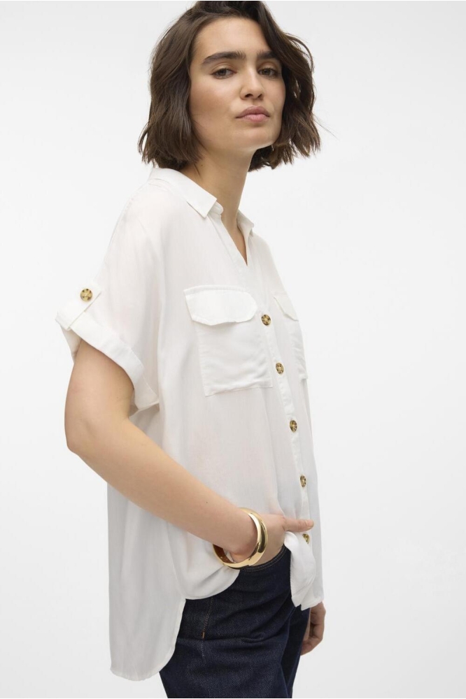 VMBUMPY S/S SHIRT WVN GA NOOS 10310139 Snow White